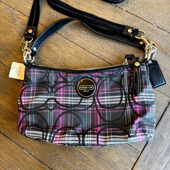 COACH NWT Tartan Plaid Poppy Demi Crossbody Convertible Bag F17670 ZIPPER ISSUE - Picture 1 of 16